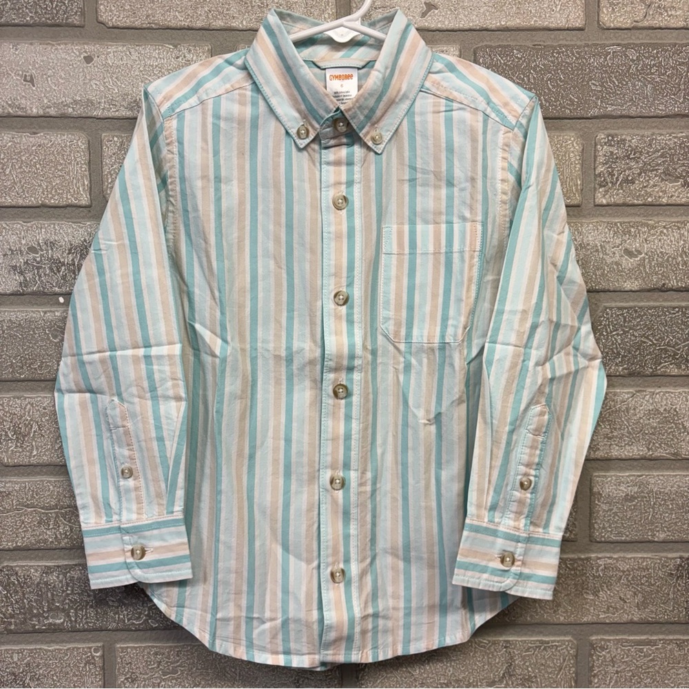 Gymboree Blue and White Striped Button Down Shirt Size 6
